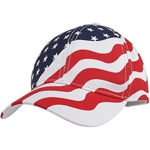 American Flag Hat Patriotic 4th of July Hats for Independence Day Baseball Cap USA Hat in Red, White and Navy Blue Stars and Wavy Stripes,OS, Red/White/Blue, One Size