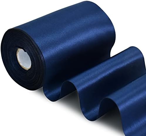 4 Inch x 22 Yards Royal Blue Wide Satin Ribbon Large Solid Fabric Ribbons for Car Wedding Party Decoration Cutting Ceremony Kit Grand Opening Chair Sash Gift Wrapping Floral Craft Hair Sewing