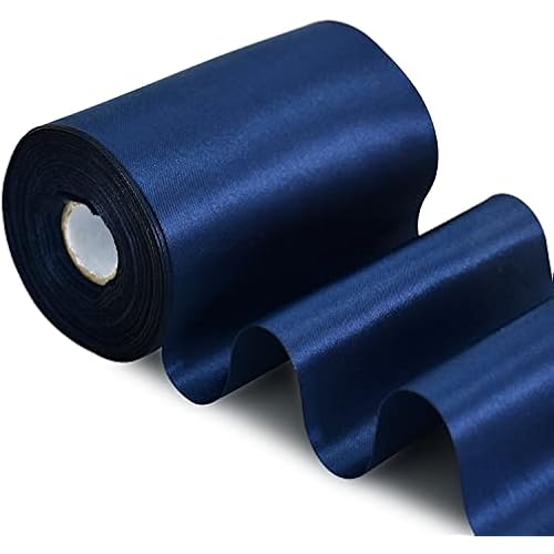 TONIFUL Navy Blue Satin Ribbon 4 Inch 22yd for Gift Wrap Christmas Decor