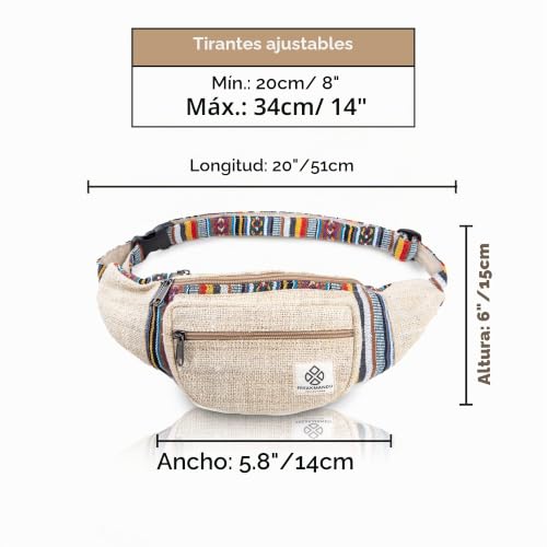 Miniatura 2 de Freakmandu Cáñamo Riñonera Fanny Pack Estilo Bohemio Paquete De Cintura Cadera Bolsa Para De Viajar Senderismo Correr Trotar