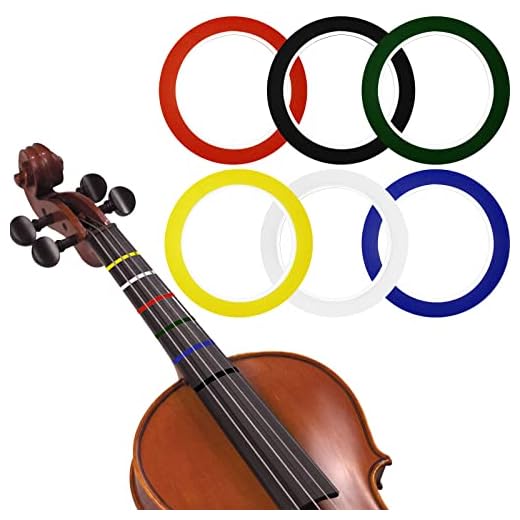 6 Piezas Diapasón de Cinta para Dedo de Violín, Cinta para Violonchelo Pegatinas para Diapasón de Violín, Cinta de Agarre para Diapasón de 216 pies/66 mm para Guía de Instrumentos (6 colores)