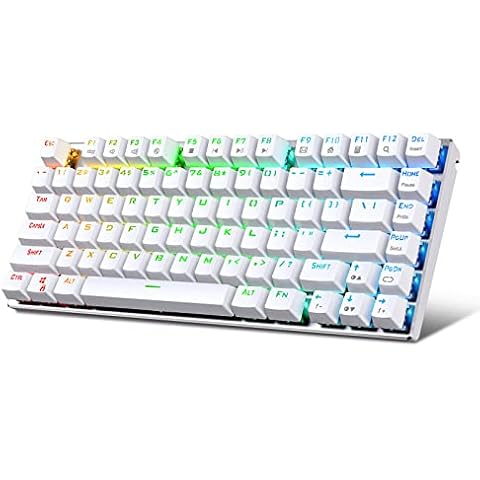 Z-88 Wired TKL Mechanical Keyboard, 81 key Anti-Ghosting, Outemu Tactile Brown Switch, RGB LED Backlit Metal Top-Panel, Silver and White (US Layout) Cover
