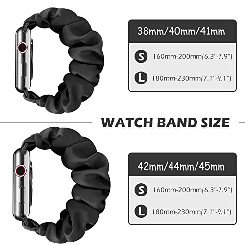 DKGKOO Scrunchie Watch Strap for Women Compatible with iwatch Series 9 8 7 6 5 4 3 2 1 SE (C(Gray/Black/Pink/Purple/White) - Image 2