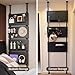 Tall Narrow Book Shelf Behind Door, Floor Storage Organizer with Hooks & 3 Pegboard, to Ceiling Tension Mount, Carbon Steel Industrial Shelf, Teles Clothes Rack