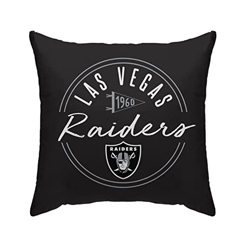 Proformance Home Officially Licensed NFL Las Vegas Raiders Script Circle Duck Cloth Throw Pillow Cover, 18