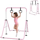 HOMCOM Barre de Gymnastique pour Enfants Hauteur Réglable 88-128 cm Rose...