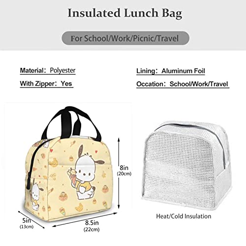 Yellow Anime Lunch Bag For Women Girl Insulated Portable Reusable Kawaii Tote Lunch Box With Compartments For Picnic Work School Travel #TOP5
