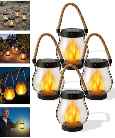 Illuminate Your Nights with These Extra Large Outdoor Solar Lanterns 3 Kaliqo – Kaliqo Solar Lantern Outdoor Lights Waterproof, Dancing Flame Solar Lantern Outdoor Lights, Kaligo Hemp Rope Hanging Flame Lanterns for Garden Yard Decorations (4Pcs)