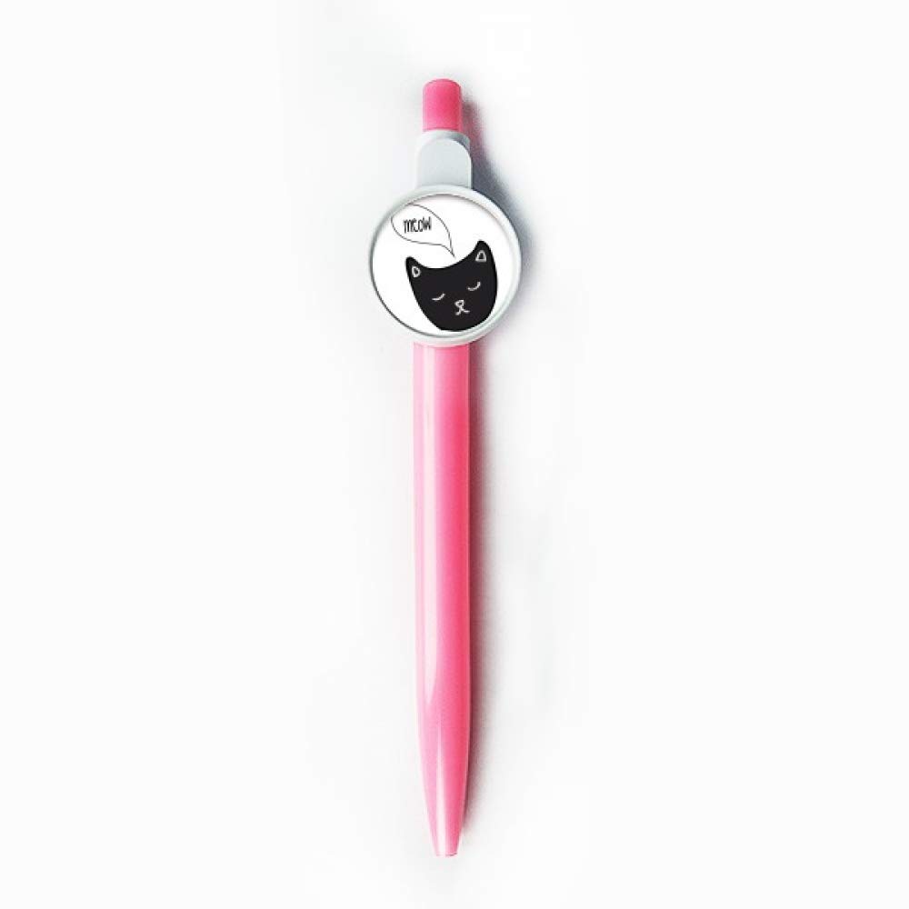 Stylo à bille bleu rétractable en forme de tête de chat noir Meow