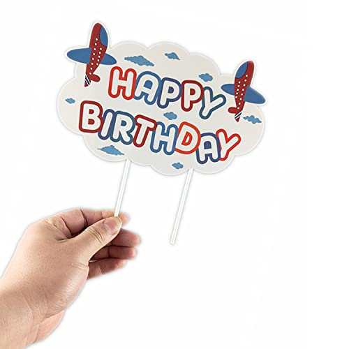 25Pcs Airplane Themed Latex Balloons & Cake Topper Set Airplane Party Decorations For Kids Boys Girls Time Flies Plane Aviator Aircraft Adventure Themed Birthday Party Baby Shower Supplies #TOP3