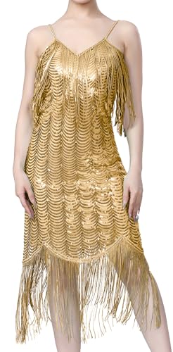 Robe Charleston années 20 à paillettes Aivtalk pour soirée Gatsby