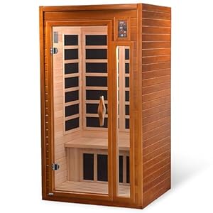 DYNAMIC SAUNAS Barcelona 1- to 2-Person Low EMF FAR Infrared Sauna with Red Light Therapy & Bluetooth Speakers | Personal Indoor Dry Heat Sauna for Home & Gym – Made from Canadian Hemlock