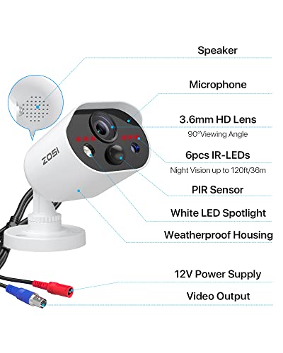 Zosi C303 Spotlight Home Security Cameras System With Audio,8Ch 5Mp Lite Dvr,4 X 1080P Outdoor Cameras,Color Night Vision,Person Vehicle Detection,Light&Siren Alarm,1Tb Hdd For 24/7 Recording #TOP7