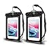 Waterproof Cell Phone Pouch/Dry Bag with Neck Lanyard & Compass - Cruise Essentials - Protects iPhone, Samsung, Google, Sony Moto - Credit Cards, Cash, Name Tags, Badge Holders (2-Pack, Black)