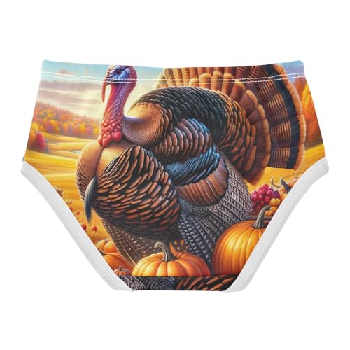 Cotton Girls Underwear Toddler Fall Thanksgiving Turkey Pumpkin Panties for Girl Animal Kids Undies Briefs 2t2