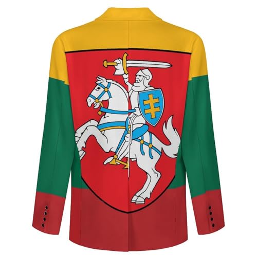 Lithuania Flag Lithuanian Emblem Classic Suits Blazer for Men Business Tuxedo Jacket Sport Coat Two Buttons4