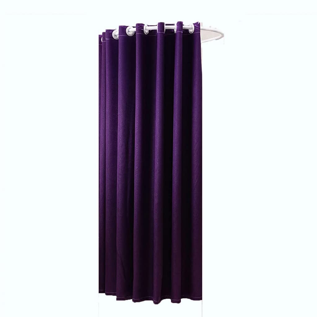 Vestiaire en U violet avec rideau occultant pour boutique de mode