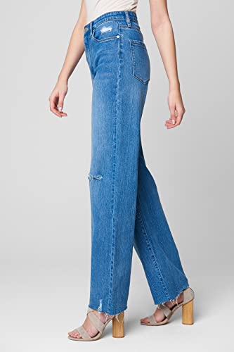 [BLANKNYC] Womens Womens Five Pocket Wide Leg Jean with Rips at Knee, Fashionable & Stylish Pants3