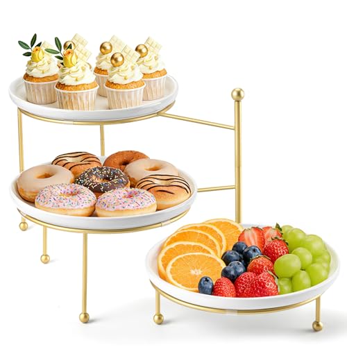 Yedio Tiered Serving Tray for Party, 10 Inch Dessert Display Stand, Gold by Yedio - Used condition - US$41.75