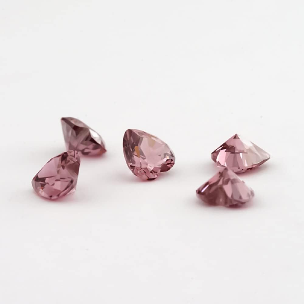 XIANGMO 25pcs 8x8mm Heart Cut Loose CZ Synthetic Gemstone 5A Rhodolite Color Cubic Zirconia Stone for Ring Earring Bracelet Necklace Pendants Jewelry Making