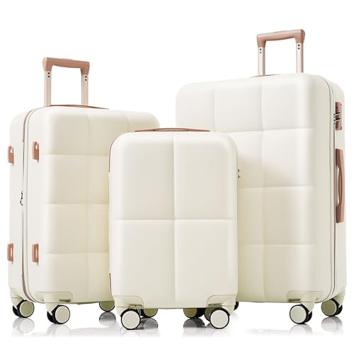 Merax 3-teiliges Kofferset, inklusive Handgepäckkoffer mit Drehrollen, beige