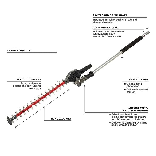 49-16-2719 for MiIwaukee 18V 20-Inch Quiik-Lok Hedge Trimmer Attachment