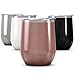 Maars Bev Stainless Steel Stemless Wine Glass Tumbler with Lid, Vacuum Insulated 12 oz Rose Gold Cup | Spill Proof, Travel Friendly, Classic Cocktail Drinkware