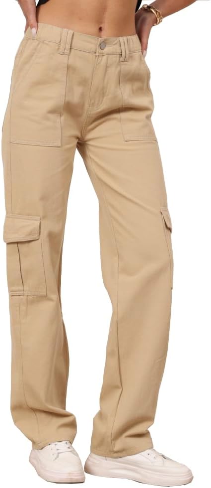 THWEI Cargo Pants for Women High Waisted Casual Pants Y2K Streetwear with 6 Pockets - Image 3