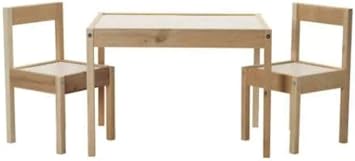 Ikea L? TT 10178413 Kids Table with 2 Chairs, White, Pine