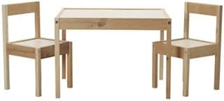 IKEA(イケア) L?TT 10178413 子供用テーブル チェア2脚付, ホワイト, パイン材