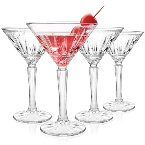 Tequibar Martitni - Juego de 4 vasos de cóctel de cristal de 6 onzas, vaso de martini sin plomo para espresso, cosmopolita, cardán, bar en casa, fiesta