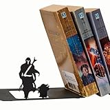 Renovatio Fermalibri in Metallo Mercenary & Baby - Simpatico e Unico Decorativo Geek Anime Nero per Ufficio e Casa