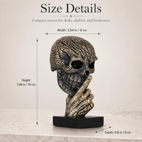 Escultura Calavera Negra y Dorada Speak No Evil miniatura 2