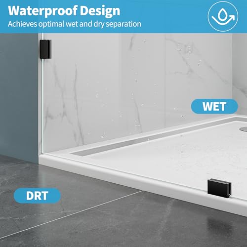 Shower Glass Panel, 28.5" W x 78.75" H Fixed Shower Screen Panel with 3/8"(10mm) SGCC Clear Tempered Glass, Frameless Walk in Shower Door for Bathroom (Matte Black, 28.5" W x 78.75" H) by Bougainora - Used condition - Image 5