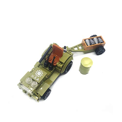 koolfigure Custom WWII Military Airport Fuel Tractor Building Blocks Toy Set, WW2 Military Army Mini Build Bricks