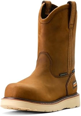 ARIAT Men's Rebar Wedge Pull-On Waterproof Composite Toe Work Boot, Distressed Brown, 11