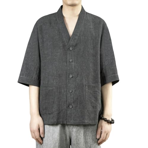 Chemise col Hanfu en coton lin de qualité supérieure style chinois