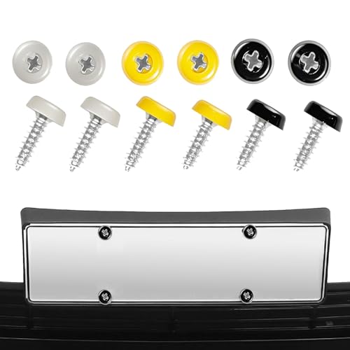 6 Pcs Number Plate Oversized Screws, Multicolor Plastic Top Car Plate Screws Mix Replacement for Car Registration