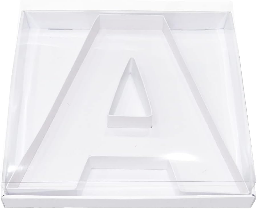 WENPACK 12.5" Cardboard Letter Number Shaped Fillable Paper Mache Chocolate Covered Strawberry Decorative Gift Box Tray with Clear Lid (White, A)