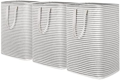 Lifewit 3 Pack Laundry Hamper Large Collapsible Laundry Baskets, Freestanding Waterproof Clothes Hamper with Easy Carry Handles in Laundry Room Bedroom Bathroom College Dorm for Adults, Gray, 3 x 80L