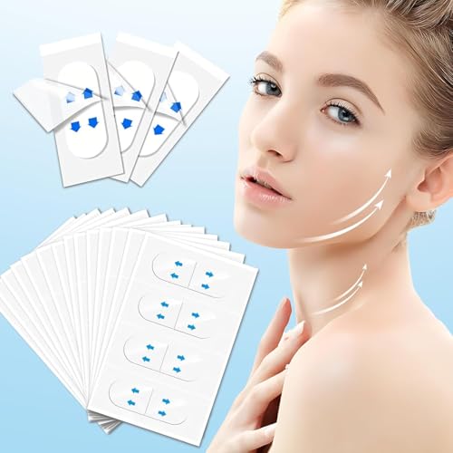YAGUVI 128PCS Face Tape Face Lift Tape Invisible Face Tape Lifting Invisible 8 Hours of Sustained Perfect Facial Contouring Visually Create A More Defined Jawline and Cheekbones