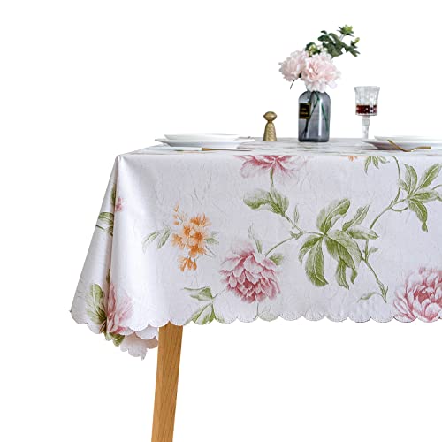 LIBERECOO Premium Floral Vinyl Tablecloth Set - Waterproof Oilproof PVC Table Cover for Rectangle Tables- Heavy-Duty Indoor/Outdoor Use (52" x 108“ Rectangular) by LIBERECOO - Used condition - US$13.99