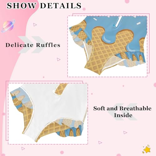 Girls One Piece Swimsuits Long Sleeve Swimsuit Zipper Bathing Suits Blue Ice Cream4