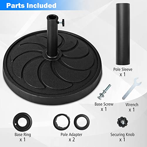 Giantex 40 Lbs Patio Umbrella Base, 21.5" Round Market Umbrella Stand For 1.5''-1.9'' Umbrella Poles, Heavy Duty Resin Base With Metal Support Holder For Deck Garden Poolside (40 Lbs) #TOP6