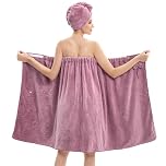 Bath Wrap Towels for Women – Adjustable Spa Shower Wrap with Super Absorbent Microfiber, Quick-Dry Body & Hair Towel Set for Home, Hotel, Beach, Pool, Gym, Travel – Purple