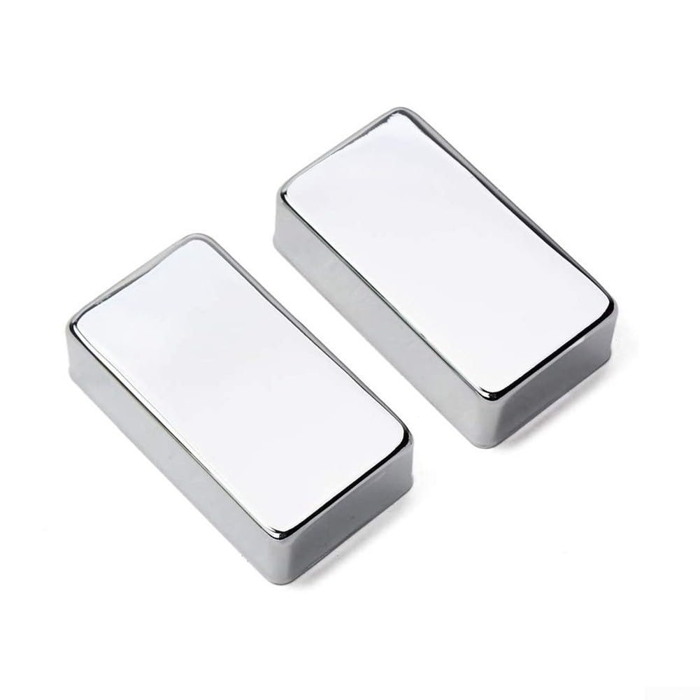2-Pack Nickel Pickup Covers For Electric Humbucker Pickups, No-Hole Style, Fits Dual-Coil Neck 49.2mm And Bridge 52Mm, Sturdy Copper Material Helps Reduce Noise(Silver)