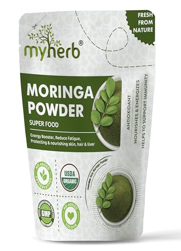MYHERB Organic Moringa Powder | 227 gm | Ayurvedic Support For Holistic Wellness | Herbal Supplement | Rich In Antioxidants | Good For Digestion, Energy, Immunity, Weight Loss (227 g (Pack of 1))