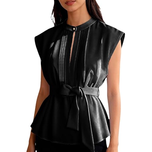 Chemisier manches plissées avec ceinture vêtement fluide infroissable femme