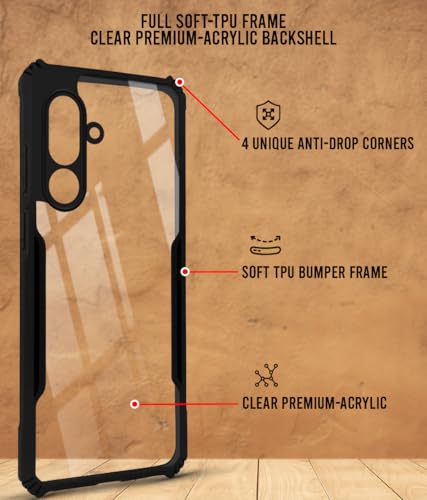 Image of Jkobi Back Cover Case for Samsung Galaxy M56 | Samsung Galaxy F56 (Shockproof with Polycarbonate Clear Panel | Professional Black)