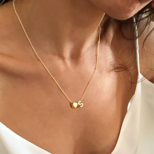 Ursteel Dainty Cute Heart Initial Necklaces for Women Teen Girls - 14K Gold Plated Initial Heart Necklace for Women Trendy, Dainty Letter A-Z Lockets Necklaces Personalized Jewelry Birthday Gifts3